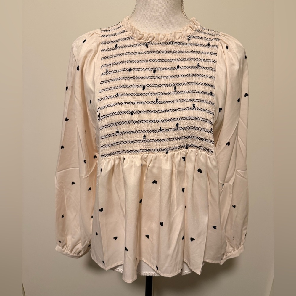 Shein smocked heart blouse size M